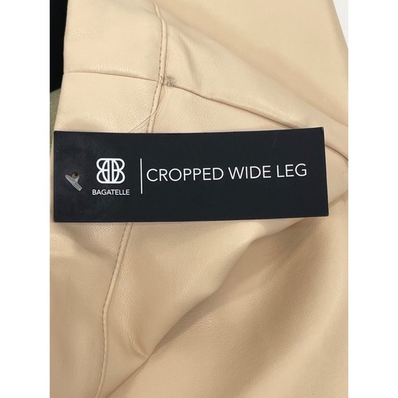 Bagatelle Faux Leather Women’s Cropped Pants L Wide Leg Peach Zip Button - Picture 7 of 14